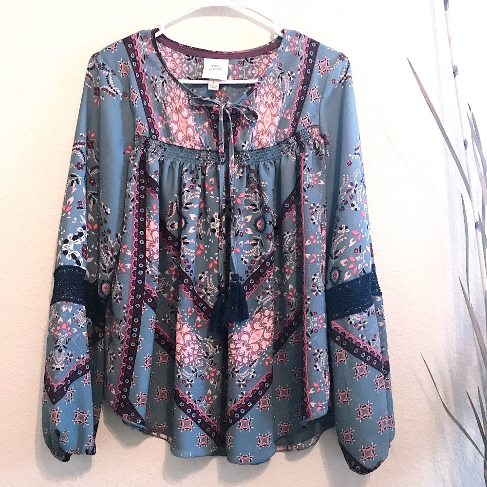 Knox Rose Boho Floral Oversized Top sz S